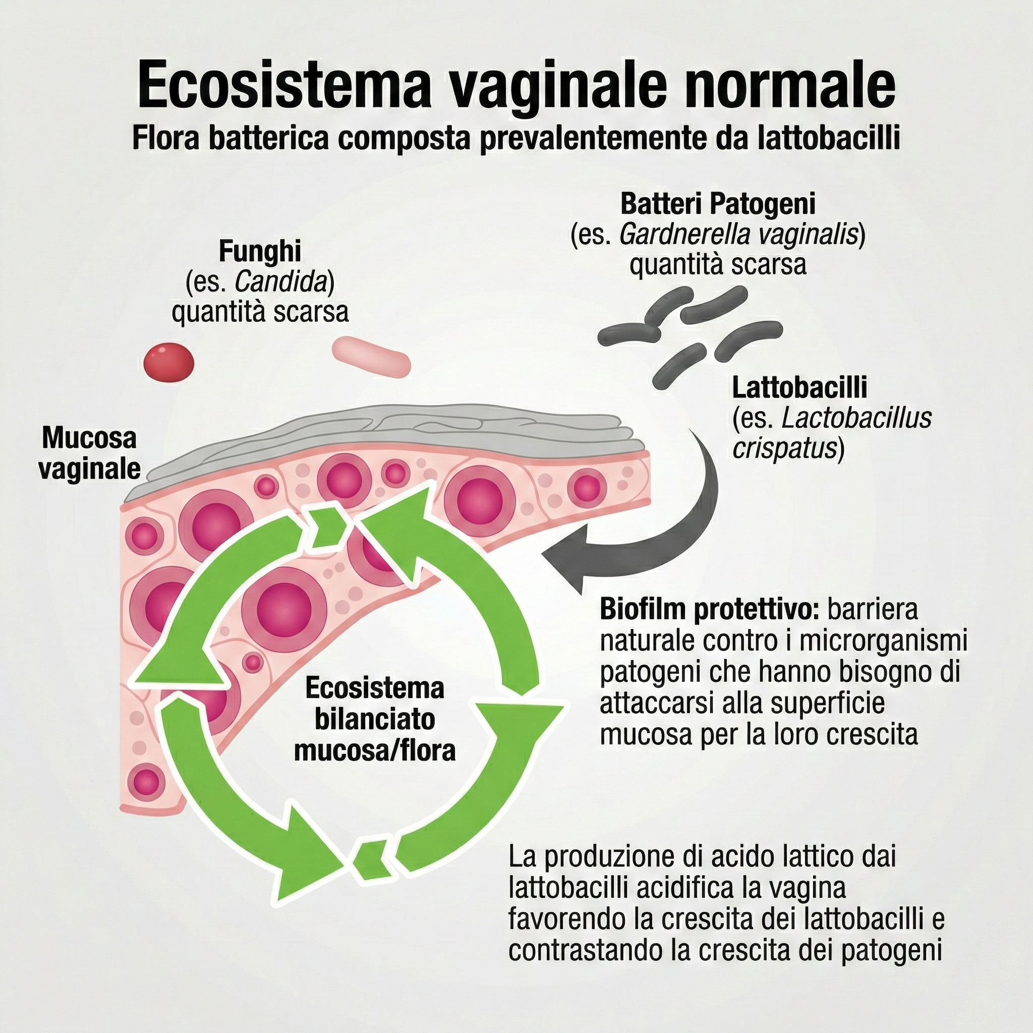 Ecosistema vaginale normale: flora batterica composta prevalentemente da lattobacilli